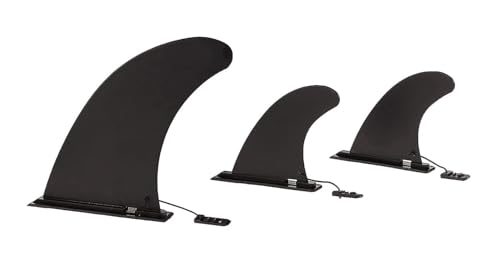 UPWELL SUP Center Fin & 2 Side Fins with No-Tool Fin Screw, Fiberglass Reinforced 9 & 4.5 inch SUP Replacement Fins for Surfboard, Stand-up Paddle Board, Longboard Set of 3 Black