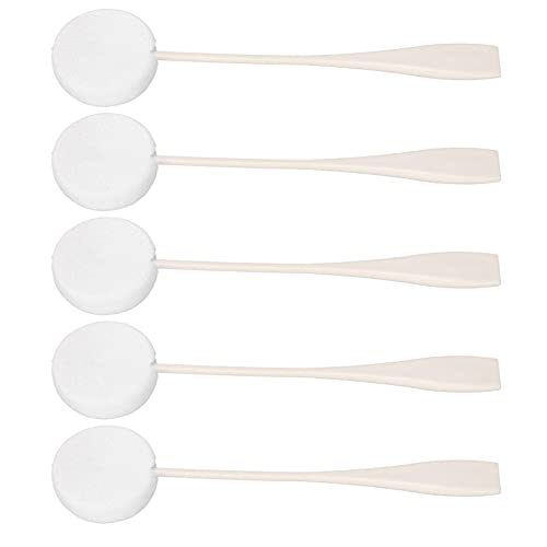 5 Piece Set of Soft Powder Puffs, Long Handled Lotion Applicator with Incredible Water Absorption, Ideal for Home Use, White