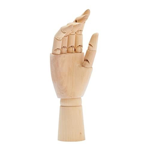 7 inch Wooden Hand Model - Wood Right Hand Art Mannequin Figure with Posable Fingers for Drawing School, Practice, Supplies, Jewelry Display, Decoration, Sketching