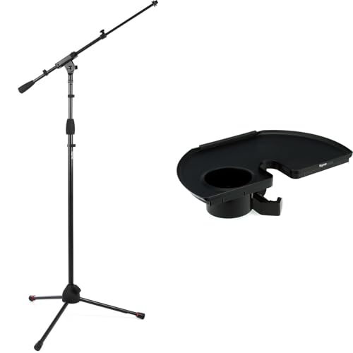Gator Frameworks GFW-MIC-2020 Tripod Mic Stand with Telescoping Boom - Includes Accessory Tray, Drink Holder, Guitar Pick Tab - Stable & Durable