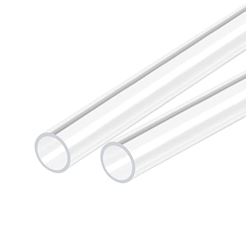 MECCANIXITY Acrylic Pipe Clear Rigid Round Tube 15mm(0.6") ID 18mm(0.7") OD 18" for Lamps and Lanterns, Water Cooling System 2pcs
