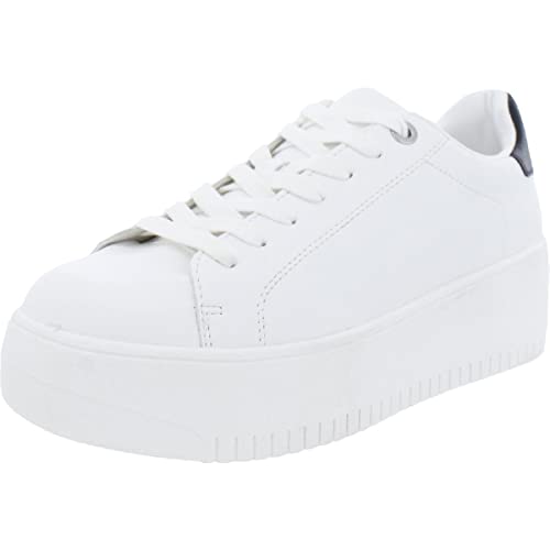 Steve Madden Women's Rockaway Sneaker, White/Black, 8.5