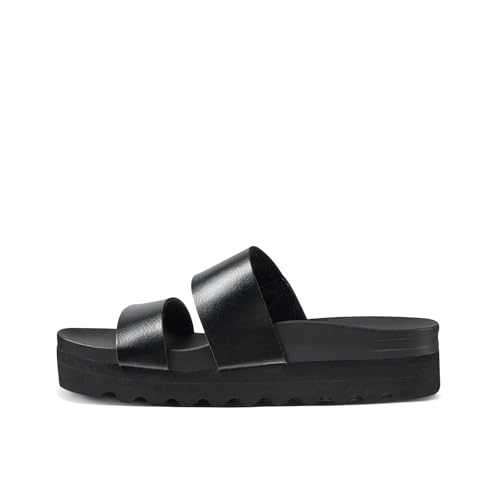 Reef Cushion Vista Hi Womens Platform Fashion Sandal, Arch Support, Ultra Soft Cushion Footbed, Black/Black, 9