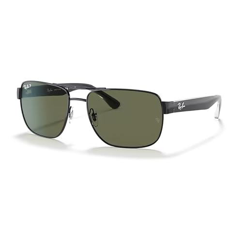 Ray-Ban RB3530 002/9A 58MM Black/Plastic Lens G-15 Green Polarized Square Sunglasses for Men + BUNDLE With Designer iWear Complimentary Eyewear Kit