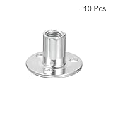 uxcell M12 Brad Hole Tee Nut, 10pcs Carbon Steel Round Base Screw-in T-Nuts Furniture Hardware Flange Female Thread Insert Nuts