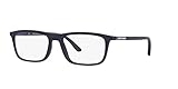 Emporio Armani Men's EA4160 Prescription Eyewear Frames with Two Interchangeable Sun Clip-Ons Rectangular, Matte Blue/Clear/Dark Blue/Grey Mirrored, 55 mm