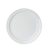 Amazon Basics 12-Piece Porcelain, 9 Inch Narrow Rim Dinner Plate Set, White (Previously AmazonCommercial brand)