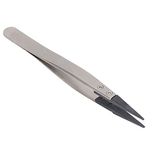 Antistatic Tweezers, Plastic Tipped Tweezers, Electrician Tweezers Curved Flat Interchangeable Tip Antistatic Fixture for Electronic Repair for Electronic Processing