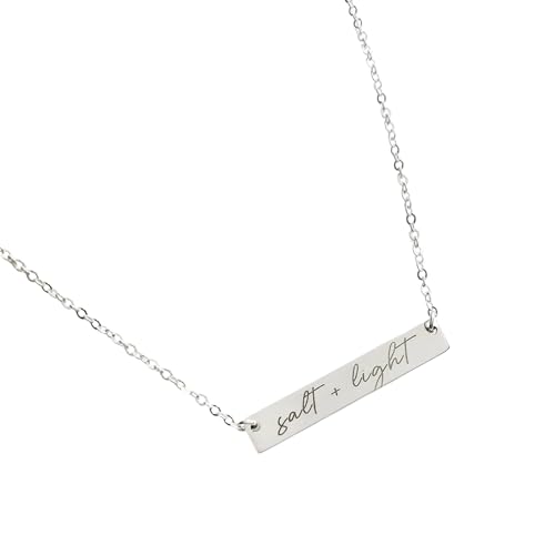 Salt & Light Sterling Silver Christian Faith Bar Necklace Perfect Meaningful Gift Inspirational Necklace for Women