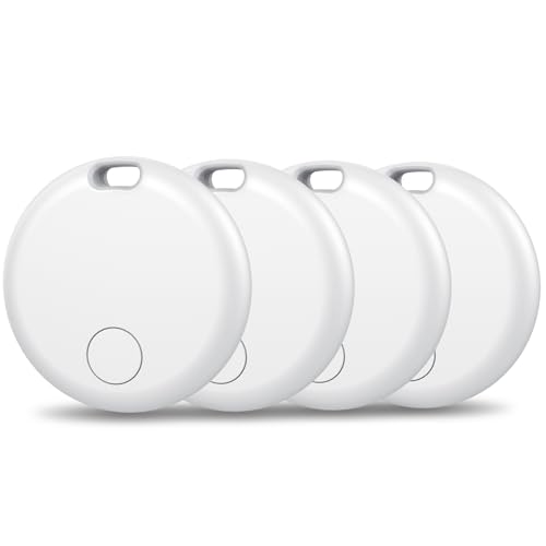 Tracker Air Tag-4 Pack: Smart Bluetooth Tracker, Item Finder Works with Apple Find My (iOS Only) App, Trakcer Tag Locator for Keys, Luggage, Satchel, Backpack etc. (Not for Android Devices)