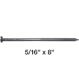 5/16" x 8" Ring Shank Spike Nails - ~50 Nail Count - Used for landscaping timbers, railroad ties, pole barns and load bearing structures