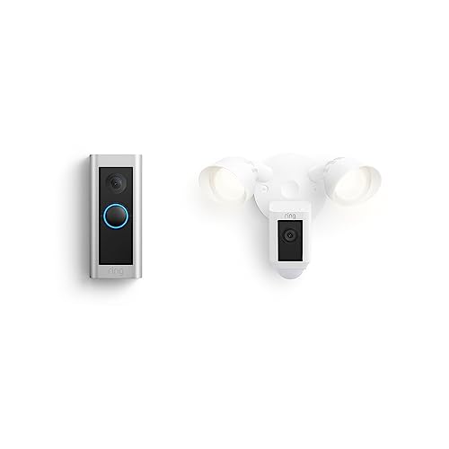 Like-New Ring Wired Doorbell Pro (Video Doorbell Pro 2) with Ring Floodlight Cam Wired (White)