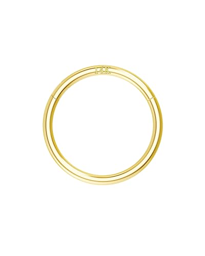 COCHARM 14K Yellow Gold Small Tiny Nose Ring Hoop 20g 6.5mm Real Gold Nose Earrings 14Kt Solid Gold Seamless Nose Piercing Ring 20g 14K Gold Body Piercing Hoop