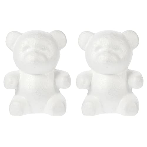 SWTACE 2Pcs Polystyrene Modelling Foam Bear Shapes Craft Foam Balls Rose Bear Christmas Flower Arrangements Supplies, White