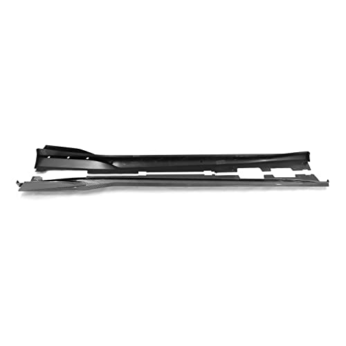 IKON MOTORSPORTS, Side Skirts Compatible with 2016-2024 Chevy Camaro, IKON V2 Style Carbon Fiber Print PP Side Skirt Moulding Rocker Panel Splitters, 2017 2018 2019 2020 2021