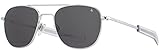 AO Original Pilot Sunglasses - Silver - True Color Gray SkyMaster Glass Lenses - Bayonet Temple - Polarized - 55-20-140