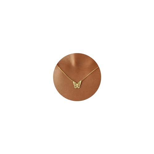 GUOKE Butterfly Necklaces for Women - Gold Butterfly Necklace 14K Gold Plated Dainty Butterfly Gold Necklace Jewelry for Women