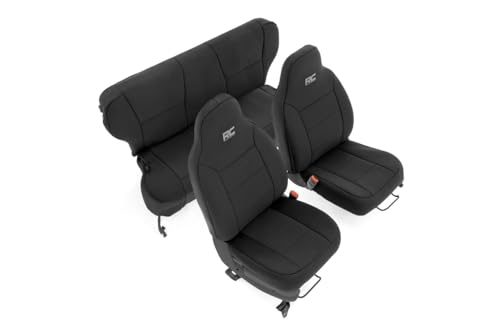 Rough Country Neoprene Seat Covers for Jeep Cherokee XJ (1984-2001) - Neoprene Waterproof Seat Covers, Foam Padded Seat Covers Full Set - Front & Rear Seat Covers