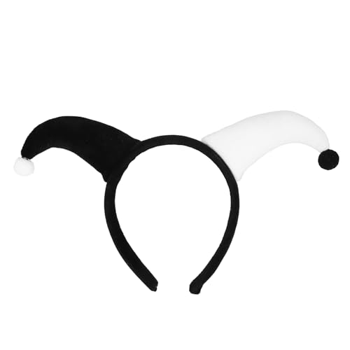 HOLIDYOYO Black White Clown Headband Clown Plush Hat Decoration Halloween Costume for Parties and Costume Events Comfortable and Stylish Accessory 30.00X16.50X2.00CM
