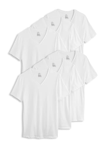 Jockey Men's Undershirt Cotton Stretch V-Neck Undershirt - 6 Pack, Diamond White, L