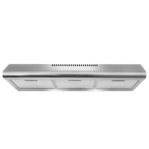 COSMO COS-5MU36 36 in. Delta Collection Ducted Under Cabinet Range Hood, Button Controls, Reusable Filters, LED Lights, Stainless Steel