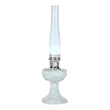 Aladdin Lincoln Drape Oil Lamp, Clear Glass Indoor Fuel Lamp with White Glass Shade, Nickel Trim