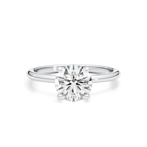 GLAM AND GEMS IGI Certified 1 1/2 Carat Lab Grown Diamond Solitaire Engagement Ring for Women - 14k White Gold Promise Ring for Her - Round Cut 4-Prong Set (E, VS1, 1.50 cttw) Wedding Ring Size 7.5