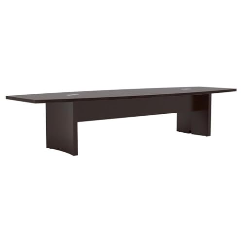 Pemberly Row 12' Boat Shaped Conference Table with Slab Base in Mocha