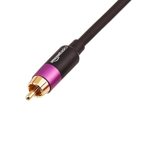 Amazon Basics 1 RCA Audio Cable for Subwoofer, Amplifiers, Active Speakers with Gold-Plated Plugs, Black, 50 feet