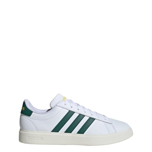 adidas Men's Grand Court 2.0 Sneaker, White/Collegiate Green/Utility Yellow, 10