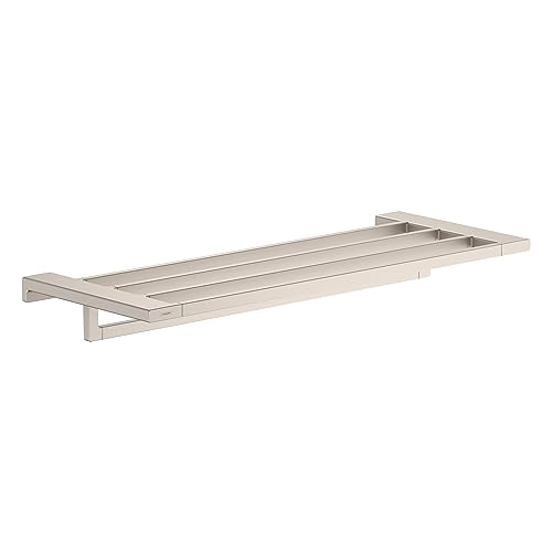 hansgrohe AddStoris 10-inch Modern Towel Rack with Towel Bar in Brushed Nickel, 41751820