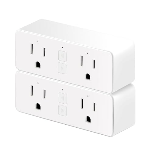 JUNLIT Dual Smart Plug, 15A WiFi Outlet Extender, Smartlife App Control, Schedule Timer Function, 2-in-1 Compatible with Alexa, Google Home Assistant, No Hub Required, ETL&FCC, 2.4G WiFi Only, 2-Pack