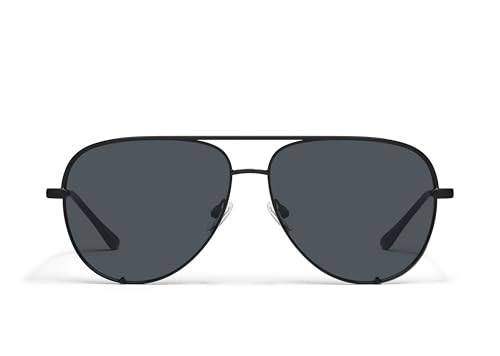 Quay - Sunglasses for Men & Women, Polarized Aviator Lenses with UV Protection, Oversized Sunglasses (High Key Large, Black)