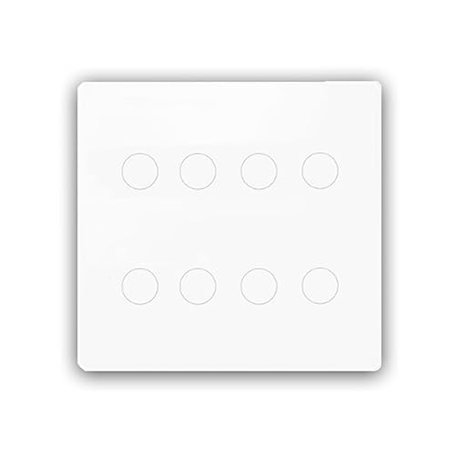 XJRJ Tuya Brazil Smart Life WiFi Wall Switch 4/6/8 Gang Touch Sensor Glass Panel with Voice Remote Control White 8 Gang