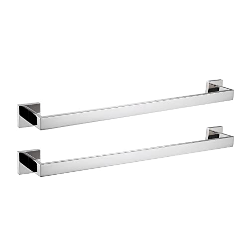 LANC Bath Towel Bars Chrome Polished 24-Inch Bathroom Towel Rail Square Towel Racks Kitchen Towel Holders Stainless Steel Towel Rods Wall Mount Silver Towel Hanger 2 Pack,A8804-6CP