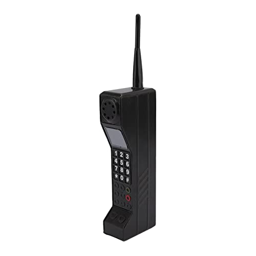 Lwuey Retro Brick Cell Phone Ornament, 90s Phone Prop Old Fashioned Portable Shooting Props Vintage Brick Decor Iron Vivid Cellphone Model for Photography Movie Scene Home Desktop Decoration(Black)