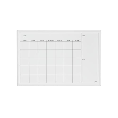 U Brands Magnetic Dry Erase Calendar Board, 30"x20", White Wood Style Frame, Includes Magnets