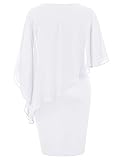 Hanna Nikole Womens Bodycon Ruffle Chiffon Trumpet Sleeve Cocktail Party Pencil Dress White 22W