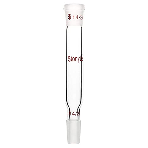 stonylab Glass Straight Connecting Adapter, 90mm from 14/20 Outer Joint to 14/20 Inner Joint for Laboratory Lab Supply, Borosilicate Glass