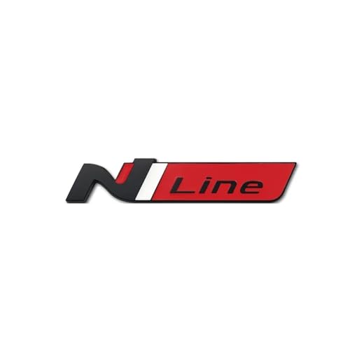 3D Metal Logo N Line Badge Car Front Grille Badge Trunk Sticker for i20 i30 Kona Elantra N Line Accessories(Black Red,Trunk Sticker)
