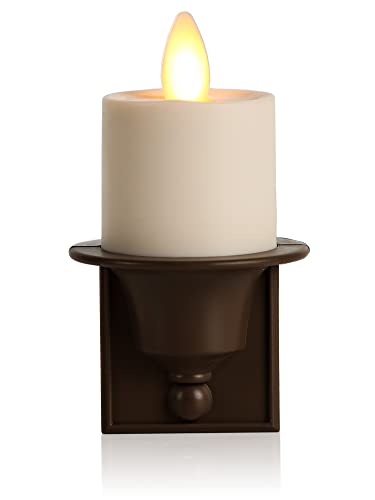 Luminara Flameless Candle Nightlight - Patented Flickering Real-Flame Effect Technology Mimics Real Candle - Plugs into Outlet - Dusk to Dawn Sensor Auto Switch On/Off - Safe for Families Kids Pets