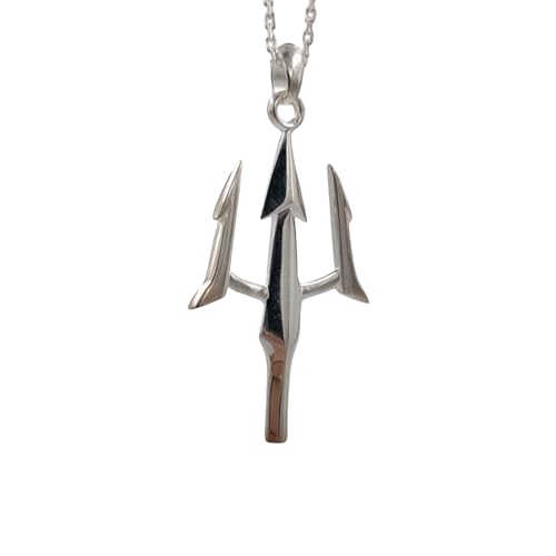 charmora Poseidon Trident Pendant,925 Sterling Silver Poseidon Trident Necklace, Greek God Necklace, Trident Pendant, Poseidon Pendant for Men, Poseidon Jewelry,Silver Chain, Trident Spear
