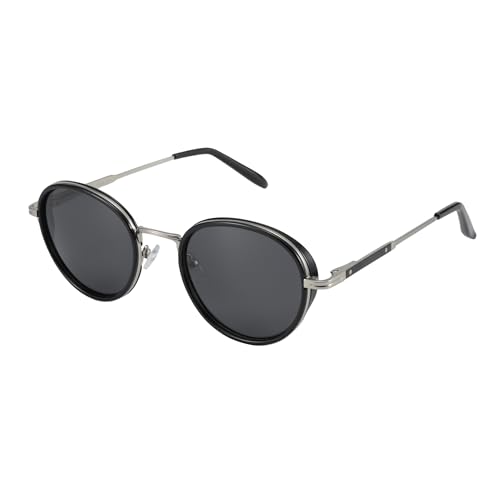 ZENOTTIC Retro Round Polarized Steampunk Sunglasses for Men Women-Circle Vintage Design Metal Frame UV400 Shades Grey