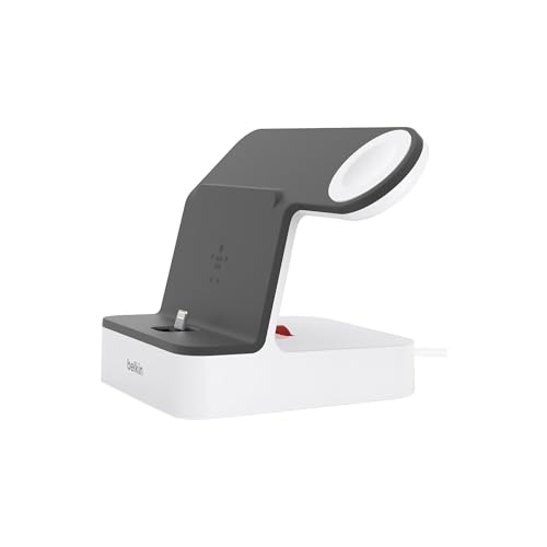 Belkin 2-In-1 Iphone & Apple Watch Charging Dock - Powerhouse Charging Station + Apple Watch Charging Stand - Designed For Iphone 6/7/8/X/Xs/Xr/Xs Max, Apple Watch Series 4, 3, 2, & 1