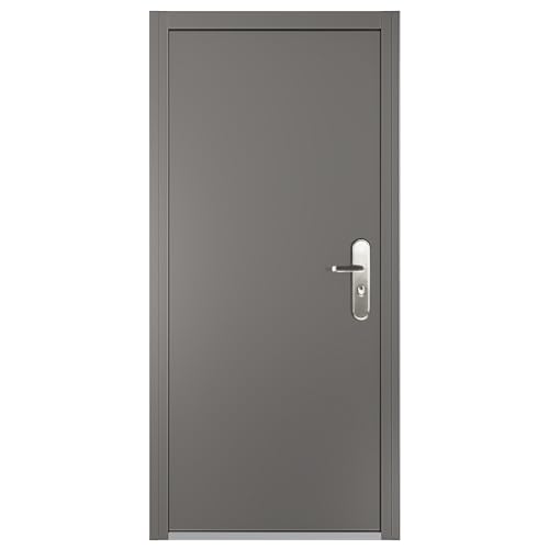 VIZ-PRO Quick Mount Steel Security Door with Frame and Hardware, Gray Left Side-Hinged Inward, 36" Door Slab