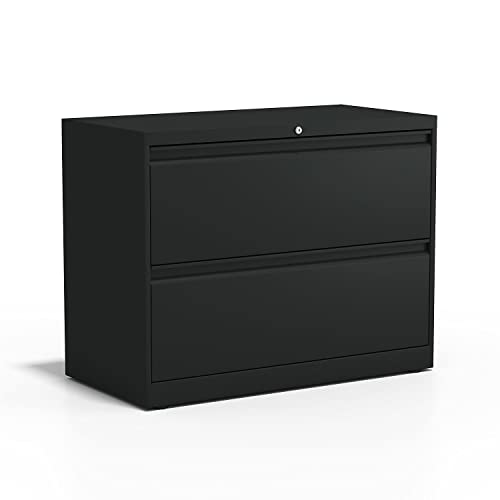 STAPLES 2-Drawer Lateral File Cabinet, Letter & Legal Size Documents, Lockable, 36" W x 18.62" D x 28.11" H, Black