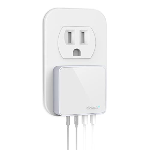 Nekmit USB C Charger, 52W 4-Port Thin Flat Fast Wall Charger Type-C Charging Station with Two 20W PD 3.0 and 2 USB Ports for iPhone 14/14 Pro/14 Pro Max, iPad Pro, AirPods, Galaxy, Android and More