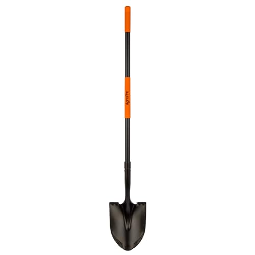 AgroPro Shovel for Digging, Metal Shovel with Long Fiberglass Handle, Heavy Duty Shovel for Digging, 58 Inches