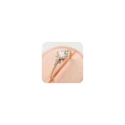 Exquisite Ring Square Morganite Engagement Ring Diamond Wedding Ring 14k Gold Plated 925 Sterling Silver Engagement Ring Band for Women (7)