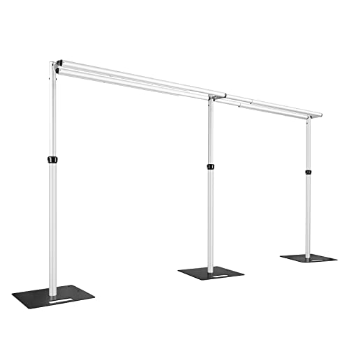 Hecis Heavy Duty Backdrop Stand, 10x20Ft Double Crossbar Pipe and Drape Stand Kit, Adjustable Banner Stand, Back Drop Stand for Party Event, Trade Shows & Wedding Decor